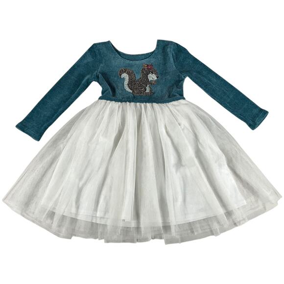 Big Girls Fall Time Princess Tutu Dress Long Sleeve Squirrel Sequins Detail 6T - Picture 1 of 5